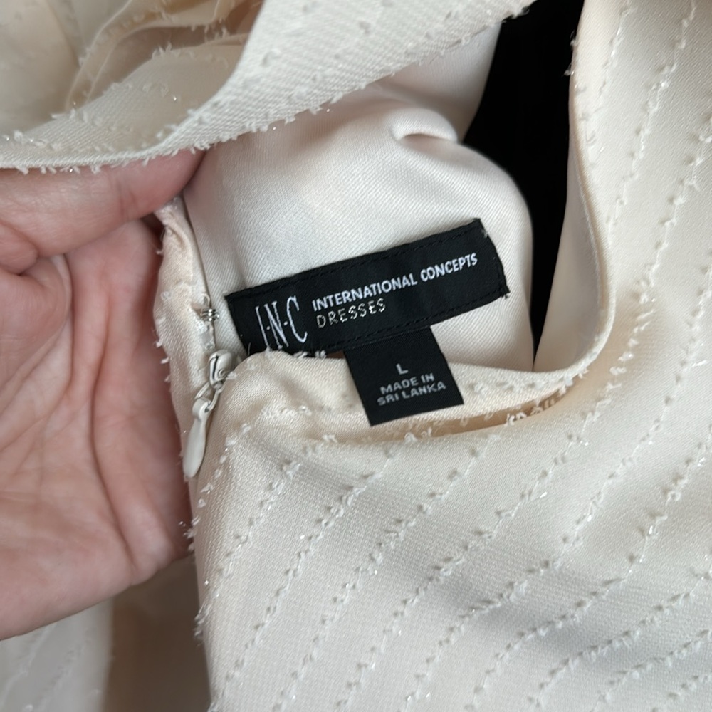 INC crème dress size L NWOT with bow. - Picture 11 of 11